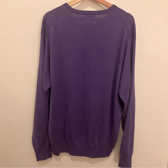 Peter Millar Collegiate Merino Wool And Silk V-Neck Purple Sweater Men’s Sz XXL‎ - Picture 6 of 8